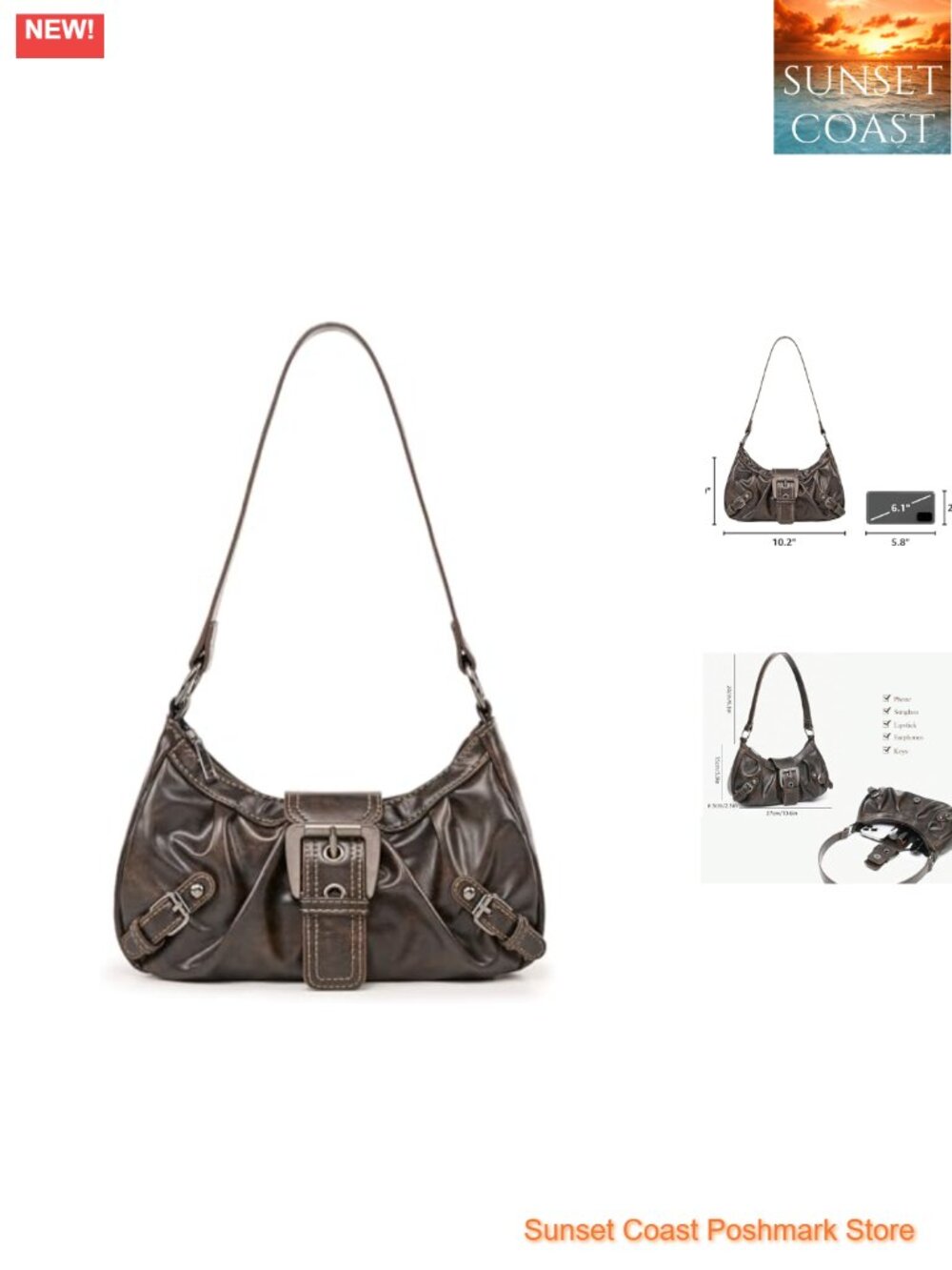 Vegan Leather Hobo Shoulder Bag Y2K Top Handle Clutch Small Purse